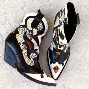 Zara Leather Patchwork Cowboy Boots / Made In Spain / Women's Size US 8.5